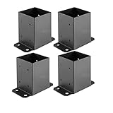 ATYOUK 4 x 4 Post Base 4Pcs 3.5''×3.5'' Black Brackets Heavy Duty Stainless Steel Post Base Cover...