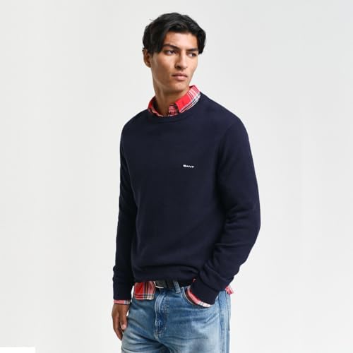 Gant Cotone Piqué A C Maglione, Blu-Evening Blue, 5XL Uomo - 2