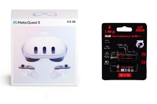 MICROMINI Meta Quest 3 512GB Console Virtual Reality Bundled with Xninja AA Battery FREE FREE FREE