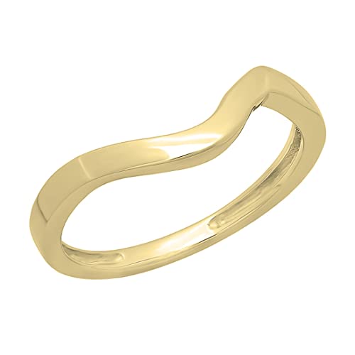 Image of Dazzlingrock Collection Womens Anniversary Wedding Stackable Contour Band Guard Ring, 14K Solid White Gold, 5 UK, Yellow Gold No Gemstone, No Gemstone