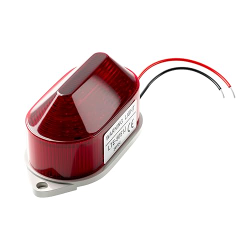 QTEATAK DC24V Strobe Siren Industrial Warning Light with Red LED and 105dB Buzzer, Ultra-Bright Signal Flashing Alarm Light for Safety and Alert, Oval