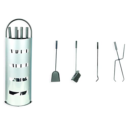 Set de 4 utensilios para chimenea con soporte, herramientas, accesorios para chimenea de leña de interior, hoguera, barbacoa, 67 x 21 x 14 cm - imagen 3