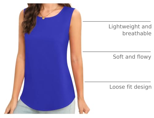 Image of Women's Sleeveless Chiffon Tank Top Business Casual Blouse Tunic Top