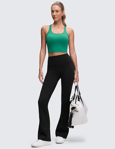 Image of CRZ YOGA Butterluxe Racerback Crop Tank Tops | Light Support, Removable Pads, Yoga, Extremely Soft, Scoop Neck, Longline Sports Bras for Women