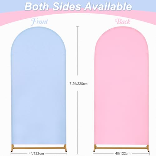 Image of Arch Cover 7.2ft Double-Sided Arch Backdrop Cover Spandex Wedding Arch Stand Cover for Party Birthday Baby Shower Bridal Gender Reveal Boy or Girl Decoration(Double Color,Pink&Blue)