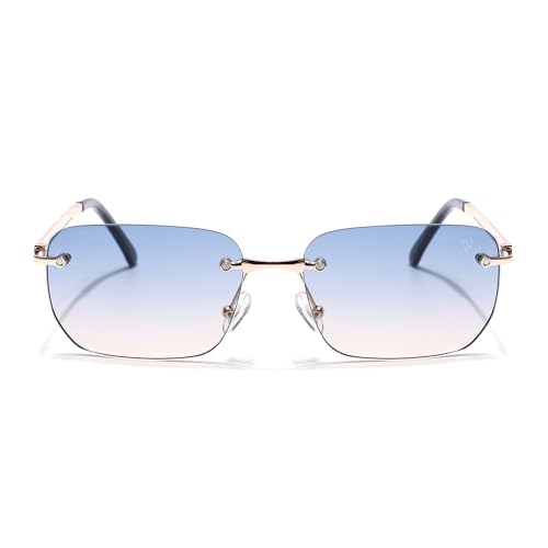 Image of Voyage Rimless Polarized Sunglasses for Men & Women (Black Lens | Black Frame - MG7601)