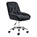 HomeRoots Electroplated Steel & MDF Extra Comfy Black Velvet Rolling Office Chair