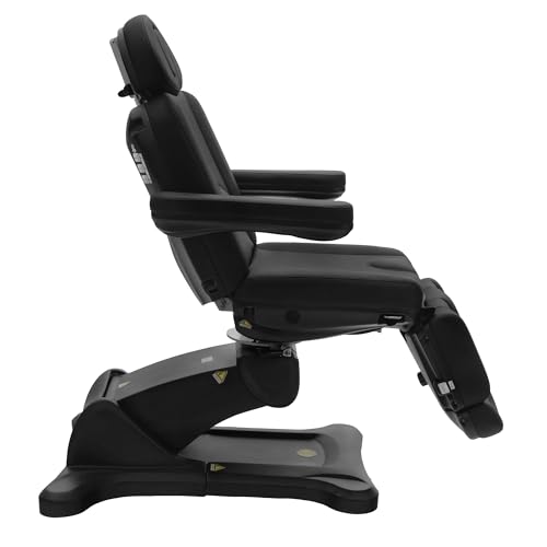 Image of SKINACT Malibu Electric Medical Spa Facial Treatment Chair /Table with 240 Swivel Base, Adjustable Backrest, Leg Rest and Wired Hand Remote Control (Black)