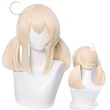 Amback Blonde Cosplay Wig for Women Girls, Wig with Pigtail Ears + Wig Cap for Halloween Costume Party Harajuku Hair (Keli-Light Golden)