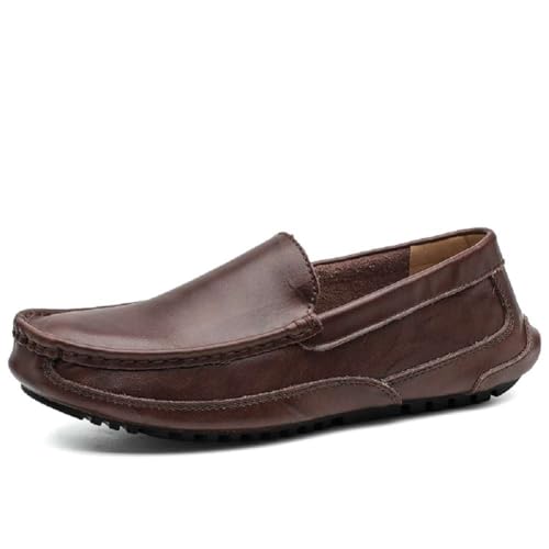 Men's Loafers Leather Slip On Soft Boat Shoes Outdoor Lightweight Walking Driving Shoes