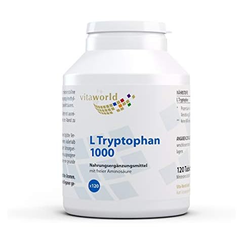 3er Pack Vita World L-Tryptophan 1000mg 3 x 120 Tabletten Hochdosiert Vegan/Vegetarisch Made in Germany L Tryptophan Aminosäure Nur 1 Tablette Pro Tag Cover