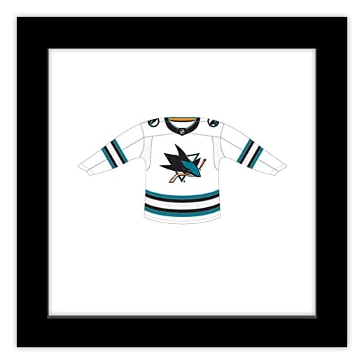 Trends International Gallery Pops NHL - San Jose Sharks - Road Uniform Front Wall Art, Black Framed Version, 12" x 12"
