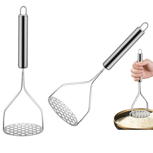 Generisch DQ187 Edelstahl Kartoffelstampfer 2er Set