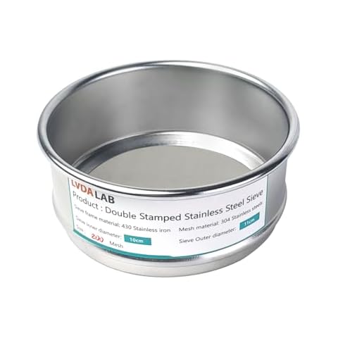 LVDALAB 304 Stainless Steel Mesh Lab Sieve, 200 Mesh (0.075mm) Aperture Test Sieve, 4inch(10cm) Diameter Economy Standard Analysis Sample Test Sieves for Industrial Laboratory Homes Cover