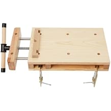 Portable Woodworking Bench with Adjustable Vise, Rubber Wood Workbench for DIY, Chiseling, Sawing, Planing, Compact Tabletop Workstation for Home & Workshop