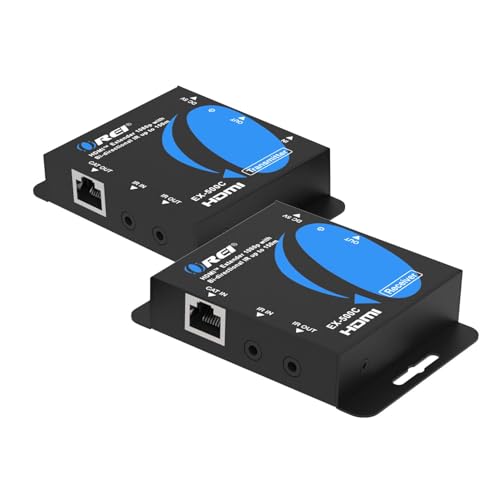 OREI HDMI Over Ethernet Extender with HDMI Loop Out, Bi-Directional IR, and PCM2.0 Audio – Extend 1080p@60Hz Up to 492ft Over CAT6/7