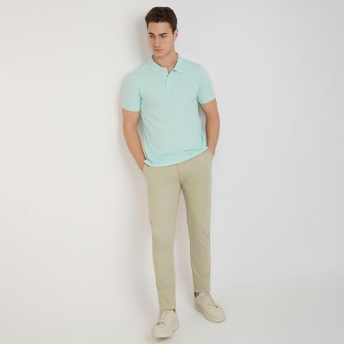 Image of Parx Men Regular Fit Solid Pattern Cotton Polyester Blend Half Sleeve Polo Neck Casual T-Shirt