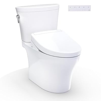TOTO® WASHLET®+ Aquia IV® Arc Two-Piece Elongated Dual Flush 1.28 and 0.9 GPF Toilet with S5 Bidet Seat, Cotton White - MW4483446CEMFGN#01