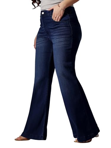 Image of Miss Chase A+ Women's High Rise Regular-Length Stretchable Denim Wide-Leg Shaping Jeans