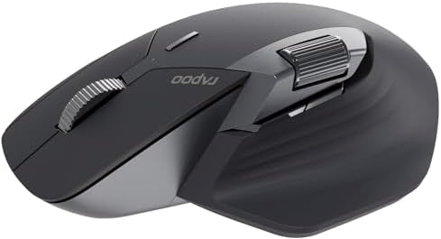 Rapoo MT760L Wireless Bluetooth Mouse, Ergonomic Design, 4 Adjustable DPI, 8 Programmable Buttons, 90 Days Battery Life, Matte Black