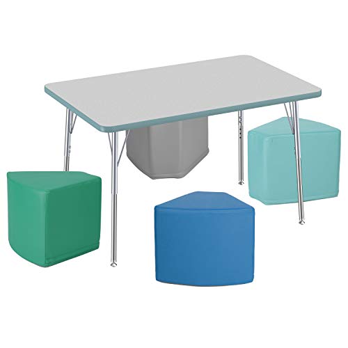 Factory Direct Partners 10459-Ct Softscape Wedge Ottoman, Collaborative Flexible Seating For Kids, Standard 16" H, (4-Piece Set) - Contemporary #TOP4
