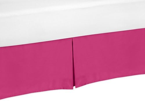 Sweet Jojo Designs Pink Twin Bed Skirt for Hot Pink and White Chevron Children's and Teen Bedding Set Collection