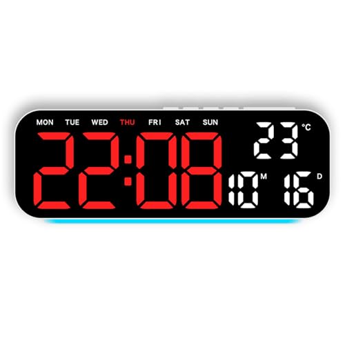 周囲を囲むLED照明付きのモダンな目覚まし時計 色変更可能 在宅勤務デッキ用のコンパクトプラン 現代的なデスク照明 複数の設定が可能なデジタルトラベルカラーチェンジライト