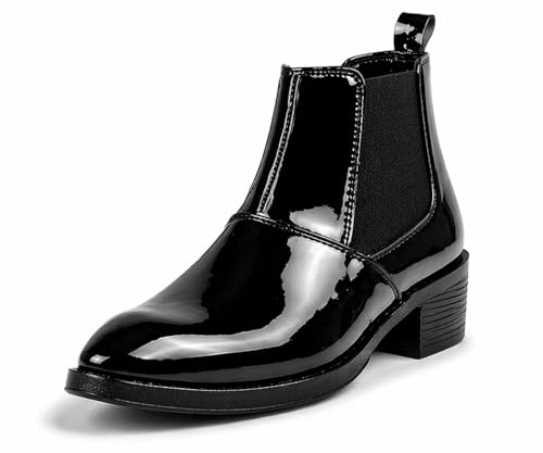 Image of Kraasa Men's Height Increasing Chelsea Boots | PU Leather Slip-On Ankle Boots | Comfortable Formal & Smart Casual Footwear