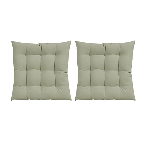 GREATOYAR Cojines para Silla y Asiento, Decoración de Asiento de Jardín Casa Terraza, Cojín Decorativo con Correas de Sujeción, 9 Pespuntes, Fabricado en España, 40 x 40 x 3.5 cm, Pack 2, Verde