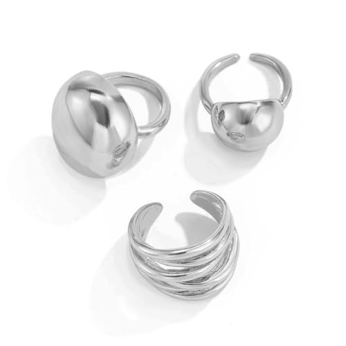 Image of Shining Diva Fashion Stylish Trendy Finger Rings Set for Women & Girls | Chunky Minimal Statement Ring Combos Modern Elegant Jewellery Collection