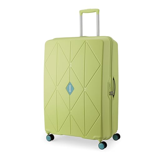 Image of American Tourister Qubiz | Check-in Trolley Bag (80 cm) | 360 8 Wheel Travel Luggage | Hard Case Polypropylene Suitcase | Recessed Combination Lock | Lime /Turquoise