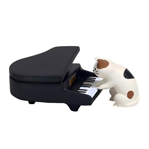 Eysinyge Mini Cat Piano Figurines for Car & Desk Decor