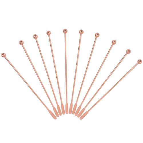 Garneck Cuchara de Bar Espiral para Mezclar Cócteles y Café de Acero Inoxidable Palito Mezclador de 19 CM en Color Rosa Dorado Set de 10 Unidades para Bares Cafeterías y Reutilizable