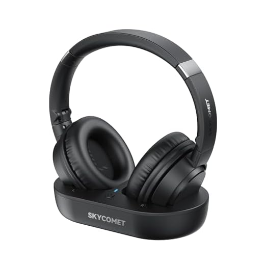 SKYCOMET Wireless Headphones for TV, TV Headphones Wireless for Seniors with Transmitter Charging Base, Perfect Audio Sync, Ideal Gift for The Mom, Seniors, Parents