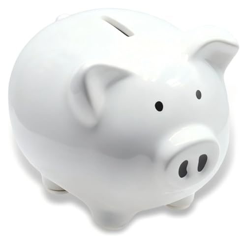 YRDGRG Ceramic Pig Piggy Bank Cute Coin Piggy Bank Home Furnishings Lucky Pig Decoration (White)