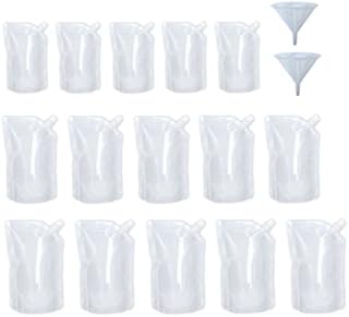 15pcs 500ml Refillable Drink Pouches for Festivals Clear Travel Plastic Drinks Flasks Cruise Kit Reusable Alcohol Liquor Juice Bags Drink Container Party Halloween Christmas Hot Cold Beverage