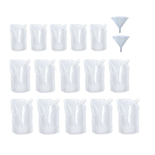 15pcs Refillable Drink Pouches for Festivals Clear Travel Plastic Drinks Flasks Cruise Kit Reusable Alcohol Liquor Juice Bags Drink Container Party Halloween Christmas Hot Cold Beverage