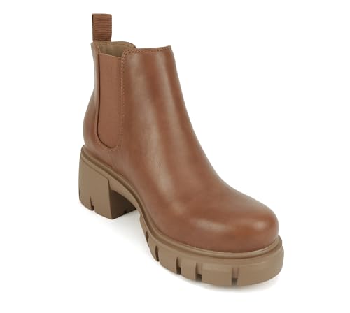 Image of Soda PIONEER ~ Women Lug Sole Mid Heel Chelsea Fashion Ankle Bootie w /Double Elastic Gore