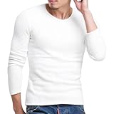 [アスペルシオ] ストリート シンプル 長袖 インナーシャツ メンズ 丸首 長袖カットソー インナー スポーツ uネック 透けない トップス クルーネック インティー ロンt カットソー 暖かい サラサラ やわらか ルームウェア アメカジ 快適インナー 白tシャツ 部屋着 通気 保温インナー ロングtシャツ 丸首シャツ 防寒肌着 あったか アンダーウェア アンダーシャツ 裏起毛 (XL) ホワイト