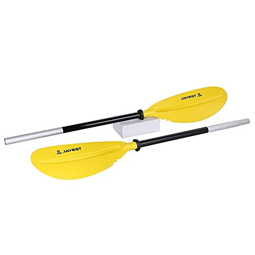 JAYEGT Kayak Paddle 87.4Inch/222CM Aluminum Alloy Shaft Kayaking Boating Oar with Paddle Leash, 1 Paddle + 1 Leash.(Green) (Yellow)
