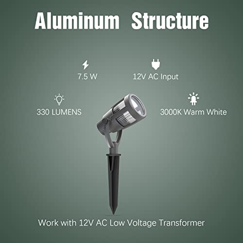 Malibu Low Voltage Landscape Light 7.5W Led Spotlight 12V Outdoor Lighting 330 Lumen 3000K Warm White Floodlight With Connector And Spike Stake For Outdoor Use 8418-2606-01 #TOP4