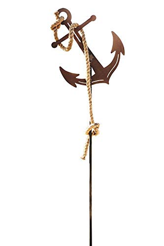 Anker Gartenstecker mit Seil, Rostfigur, Maritime Gartendeko Rost, Metalldeko
