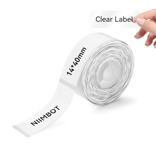 NIIMBOT Label Maker Tape for D11/D110/D101 Label Maker, 14 x 40 mm (0.55'' x 1.57'') for Home Office Labeling Tape Replacement, Clear