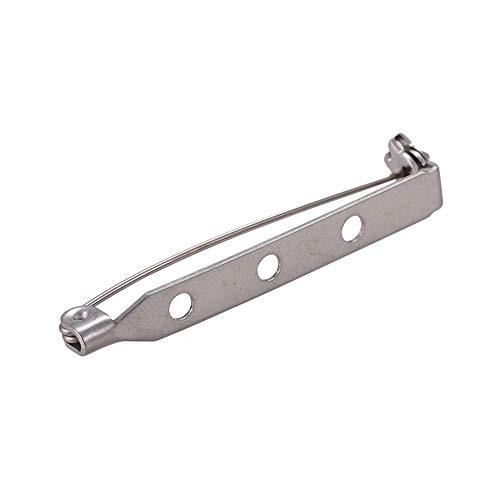 Image of LiQunSweet 10-Piece Three Holes 304 Stainless Steel Brooch Bar Pins Findings Safety Catch Back Pins Platinum 1.5 inch (38mm) for Craft Jewelry Making