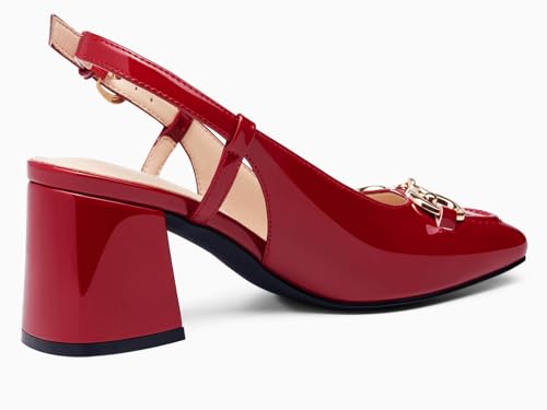 Image of Womens Slingback Block Heels Closed Square Toe Dress Work Shoes Slip on Buckle Strap Business Pumps