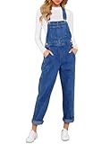 luvamia Women's Casual Adjustable Denim Bib Overalls Jeans Pants Fashion Loose Overall Jumpsuits Classic Blue Size Small
