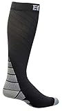 Elite Hockey, Notorious Pro-Series Compression Knee Sock, One Pair (Black/Silver Grey, X-Large)