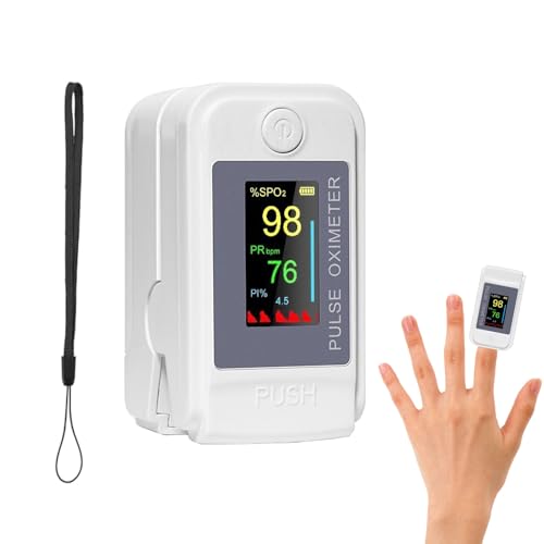 Oxygen Monitor Finger Adults,Pulse Oximeter,Professional Blood Oxygen Monitor (SpO2) with Accurate Fast Reading,Heart Rate and PI,LED Display,for Family Medical Health (White)