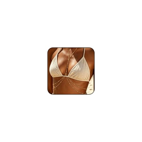 ZenithBurst Körperkette Gold Bauchkette Gold Sexy Bauch- und Rücken Schmuck Verstellbare Goldene Körperkette für Frauen Bikini Ketten Body Jewelry