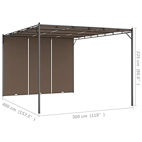 ARKEM Cenador de jardín con Cortina Lateral Gris Taupe 4x3x2,25 m Pergolas Impermeables Exterior Tenda Campismo - imagen 9